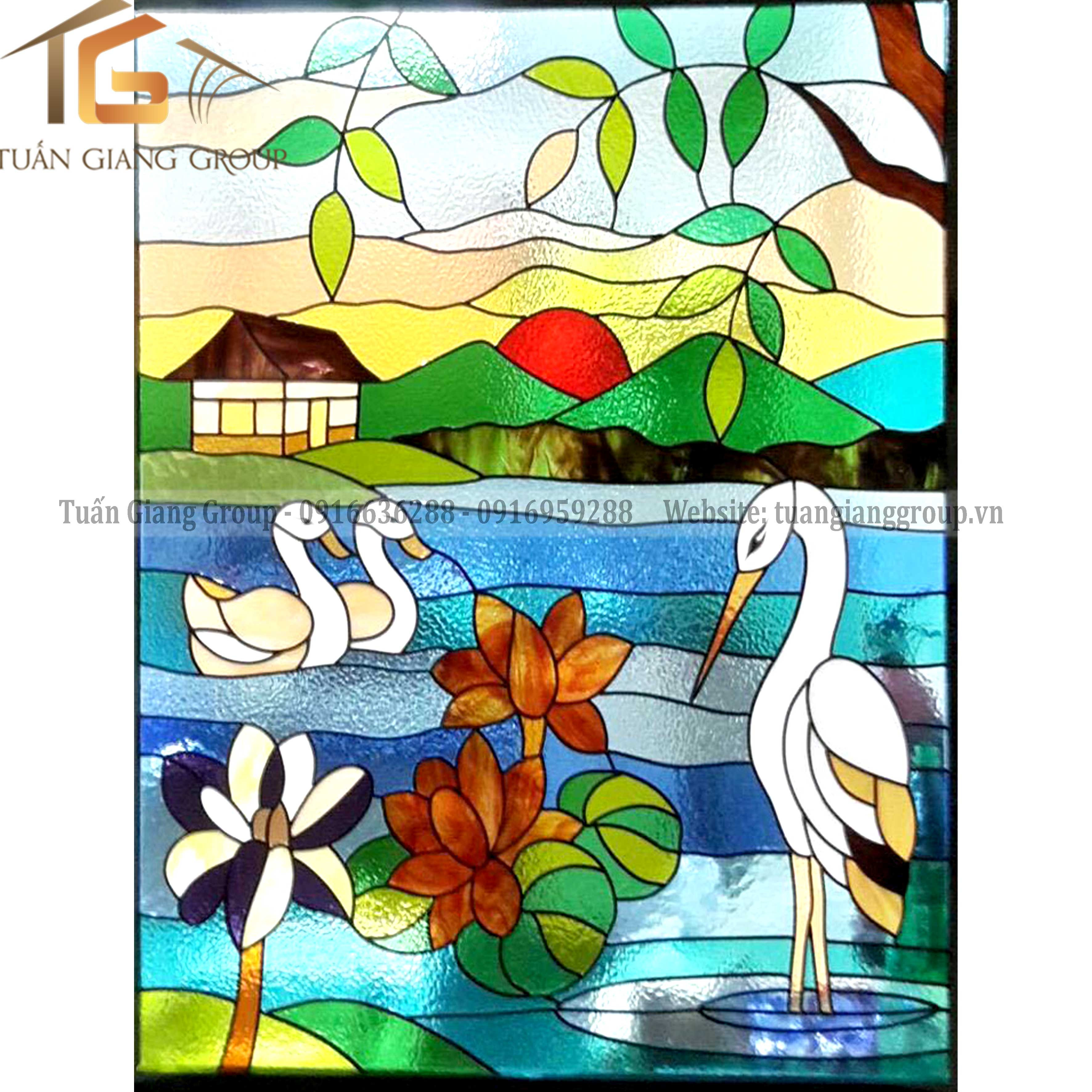 Tranh kính hoa đồng - 007