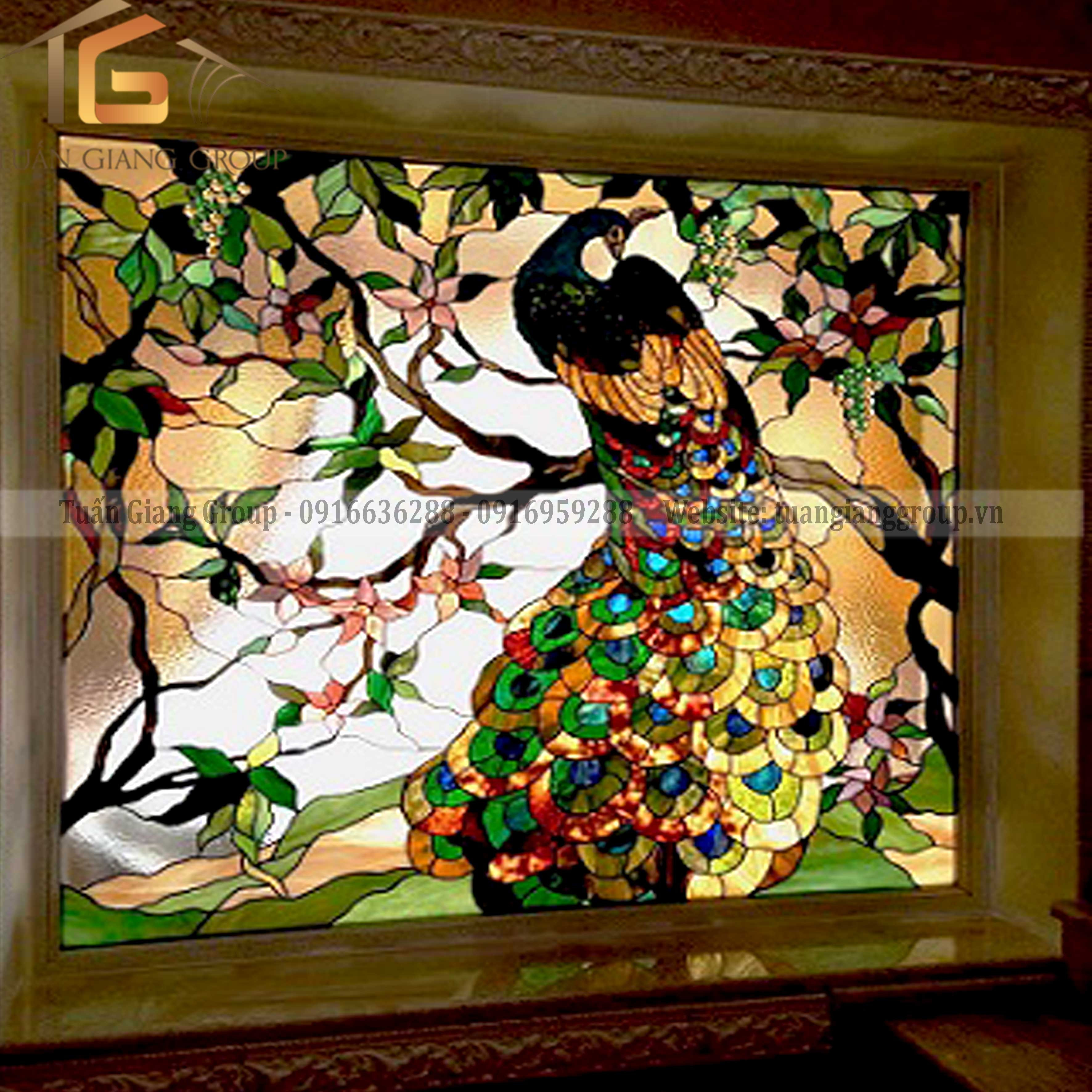 Tranh kính hoa đồng - 009